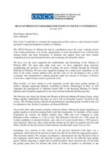 Head of Presence's remarks at conference on women in politics