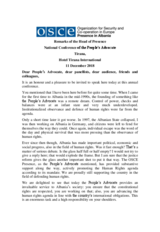 Head of Presence's Remarks at the Annual Conference organized by the Office of Albanian People's Advocate, 11 December 2018