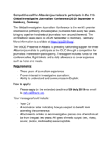 Competitive call for Albanian journalists