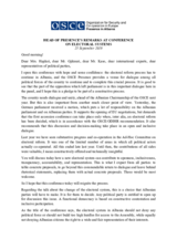 Head of Presence's remarks at conference on electoral systems, Tirana, 25 September 2019