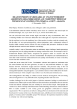 Head of Presence’s remarks at online workshop on re-use of confiscated criminal assets, 24 November 2020