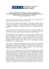 Head of Presence's remarks at opening ceremony of simulation-based training “Investigation and identification of trafficking of human beings in Albania”