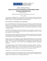 Head of presence's remarks in the training of the special regime's prison staff on the human rights compliant management of high-risk prisoners