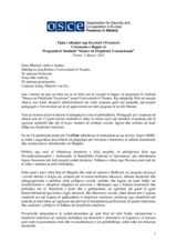 FJALA E MBAJTUR NGA KRYETARI I PREZENCËS NË CEREMONINË E HAPJES TË PROGRAMIT TË STUDIMIT “MASTER NË DREJTËSINË TRANZICIONALE”