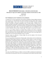 Head of Presence’s Remarks at Regional Roundtable on the Role of Equality Bodies and Human Rights Institutions in the Judiciary