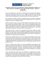 Remarks by Head of OSCE Presence Ambassador Bruce Berton at the national conference “out-of-country voting – the way forward”