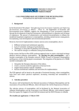 Call for expression of interest for municipalities