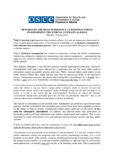 Remarks by the Head of Presence at Regional Forum on Reforming the Judicial System in Albania, Shkodra, 16 June 2015
