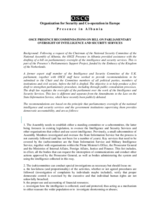 Recommendations on bill on parliamentary oversight of intelligence and security services