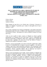 Fjala e Kryetarit të Prezencës në nënshkrimin e marrëveshjes së bashkëpunimit me Departmentin e Gazetarisë, Universiteti i Tiranës, 15 Prill 2013