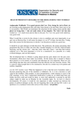 Head of Presence remarks to reporters during a visit in Berat, 12 April 2013