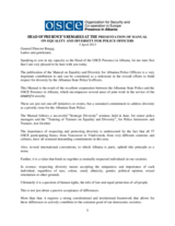 Head of Presence's remarks at the presentation of a manual on equality and diversity for the Albanian State Police