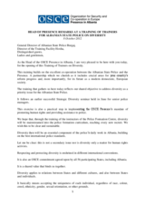 Remarks by Head of Presence at a training of trainers for Albanian state police on diversity