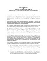 Declaration of domestic election observers