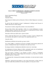 Fjala e Kryetarit të Prezencës në dhurimin e lexuesve optikë për pasaportat biomerike Policisë së Shtetit, 28 qershor 2012