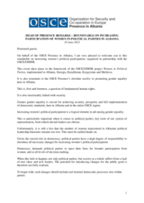 Head of Presence remarks at Roundtable for Increasing Women Participation in Political Parties, 18 June 2012 