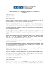 Head of Presence's remarks at a conference on disability, 11 June 2012