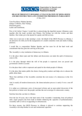 Head of Presence remarks at inauguration of media room and model committee room in parliament, 23 May 2012