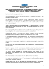 Head of Presence's Address at the Women in Governance Project Summer School For Elected Women Councillors, 14 September 2011