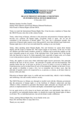 Head of Presence Remarks at Reception on International Human Rights Day, 12 December 2011