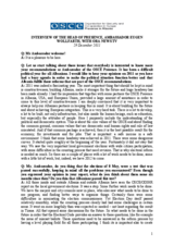 Interview with the Head of Presence, Ambassador Eugen Wollfarth, Ora News TV, 29 December 2011 