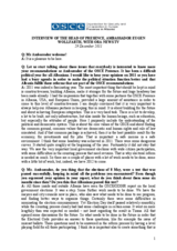 Interview with the Head of Presence, Ambassador Eugen Wollfarth, Ora News TV, 29 December 2011 