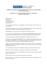 Head of Presence Remarks at Roundtable on New Voting Technologies and Election Administration, 26 March 2012