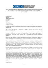 Fjala e Kryetarit të Prezencës me rastin e 15-vjetorit të themelimit të Prezencës së OSBE-së në Shqipëri, 27 March 2012