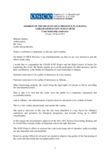 Remarks by Head of Presence at a conference on Albanian court leadership