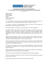 Head of Presence's remarks at a senior level meeting on gender equality employees, 2 May 2012