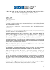 Address by the Head of Presence on media role in stimulating democratic reforms, 13 March 2012