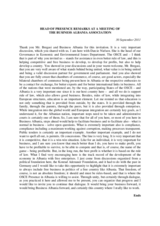 Head of Presence Remarks at a Meeting of the Business Albania Association, 30 September 2011