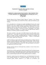 Address by Head of Presence, Ambassador Eugen Wollfarth, 14 July 2011