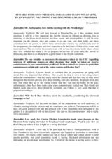 Remarks by Head of Presence, Ambassador Eugen Wollfarth, to the media, 29 April 2011