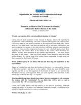Remarks by Head of OSCE Presence in Albania,  Ambassador Robert Bosch, to the media