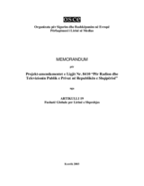 Memorandum on draft amendments to Albanian electronic media law on piracy (sq)