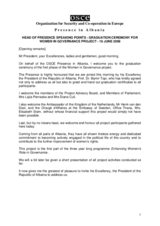 Head of Presence address at the graduation ceremony for Women in Governance project