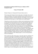 Presentation by the Head of the OSCE Presence in Albania