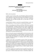 Address by the Head of the OSCE Presence in Albania