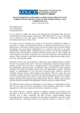 Head of Presence's remark at a high level forum on anti-corruption, 9 December 2016